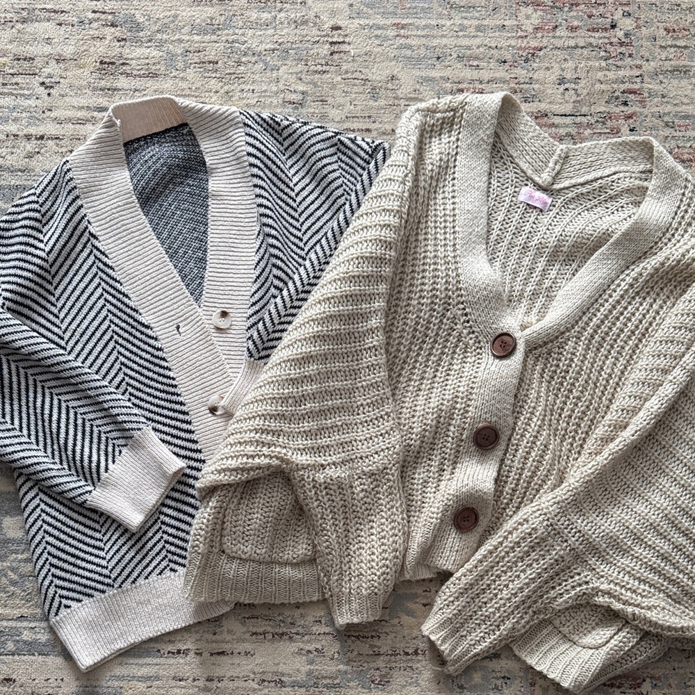 BUNDLE CARDIGANS w/ Pink Lily Cream Knit Cardigan